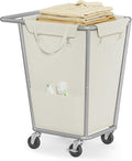 SONGMICS Laundry Basket with Wheels, 34.3 Gallons (130 L) Rolling Laundry Hamper with Removable Bag, Heavy-Duty Steel Frame, Cream White URLS008W01