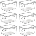 Clear Plastic Storage Bins with Lids, Perfect for Kitchen Organization or Pantry Organization and Storage, Stackable Fridge Organizer Bins, Storage Containers for Organizing, Cabinet Organizers