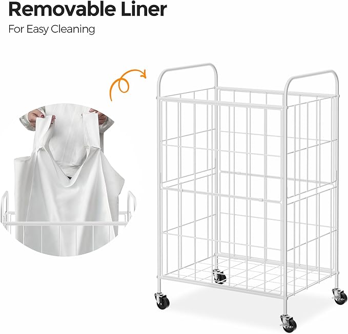 Laundry Hamper with Wheels, 90L Laundry Basket with Handle, Laundry Sorter with Removable Liner Bag