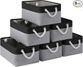 Storage Baskets for Shelves 13.8x9.8x6.7 Inch, Foldable Fabric Storage Bins with Handles, Small Storage Baskets for Organizing Closet, Office, Home Organization (6-Pack, Black&Gray)