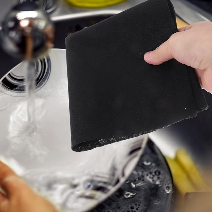 Alipis 8Pcs Microfiber Cleaning Cloths for Car and Home Reusable Glass Cleaning Rags 30X30Cm Black Streak-Free Window and Mirror Wipes