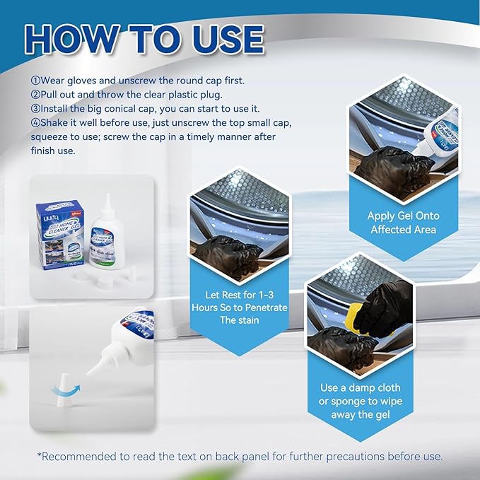 YUCO Multipurpose Cleaner Gel for Stains Remover, Quick Effect Safe and Easy To Use For Washer, Dishwashers, Refrigerators' Rubber Seals,Tiles,Walls,Floor Grouts, Shower Room, Caulk(1 Bottle of 7 OZ)
