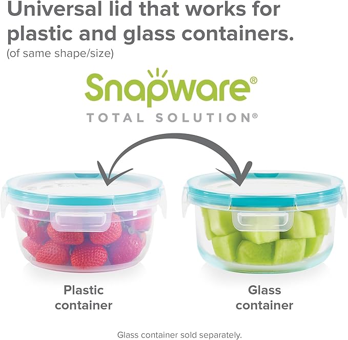 Snapware Total Solution (Pack of 2) Plastic Food Storage Containers Set, Leakproof & Airtight Locking Lids Round Tupperware, Non-Toxic BPA-Free Lids, Microwave Dishwasher Freezer Safe