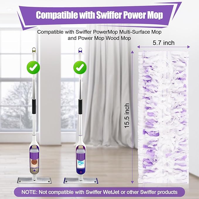 42 Pack Disposable Power Mop Pads for Swiffer PowerMop, 5X Power Mop Refills for Cleaning, 14-Layer Unscented Thickened Multi-Surface Replacement Mopping Pads Refills for Floor Cleaning