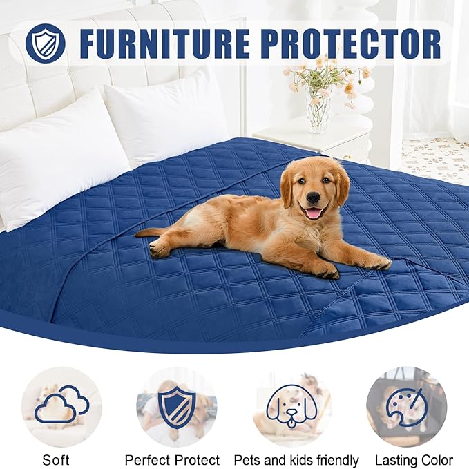 Smiry Waterproof Dog Bed Cover Blanket 40x50, Soft Reversible Pet Blanket, Washable Leakproof Cats Dogs Couch Cover for Sofa, Couch, Furniture, Lattice, Navy/Navy