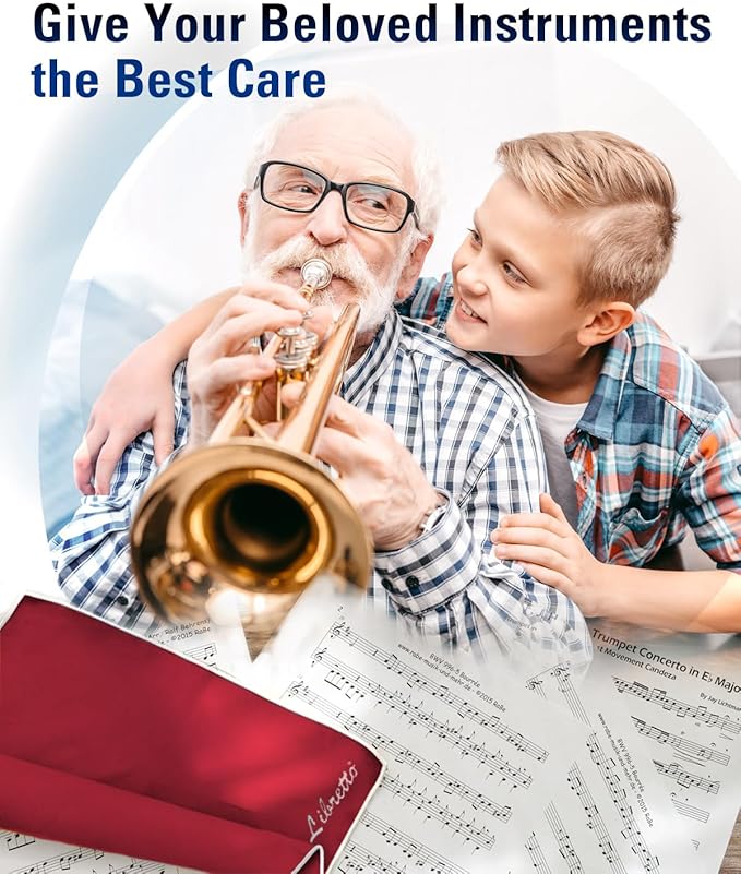 Libretto Microfiber Polish Cloth for Musical Instrument, 3 Sizes in 1 Pack, Trumpet and Brass Cleaning Product, Red, Lint-Free, for Piano, Violin, Guitar, Saxophone, Laptop.