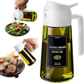 CXINYI - 16oz/470ml Olive Oil Dispenser for Kitchen with Stickers - 2 in 1 Olive Oil Sprayer for Cooking, Air Fryer, and Salad, White (Light-Proof Kitchen Gadget)