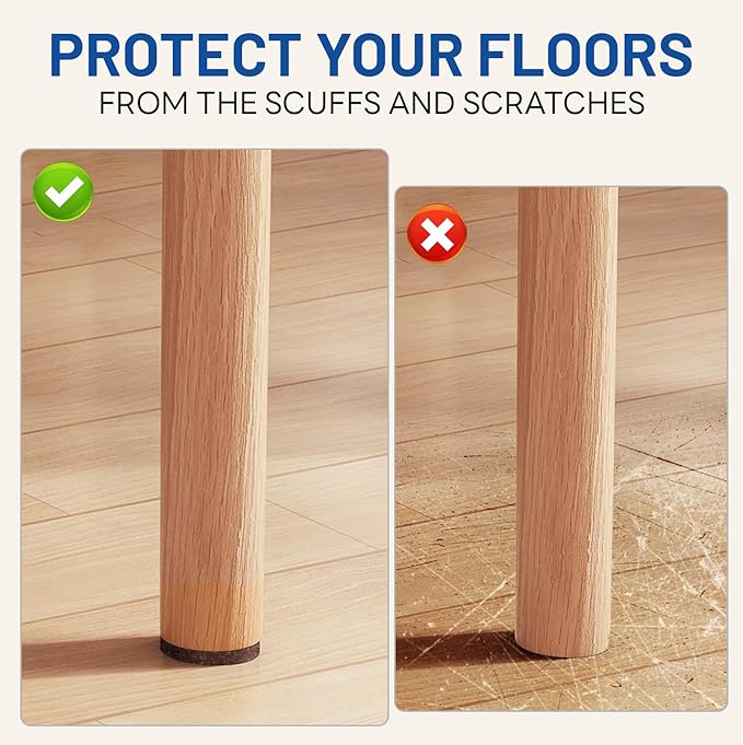 Felt Furniture Pads 224 PCS, 10 Sizes, Felt Pads for Chair Legs, Suitable for Round and Square Chair Legs, to Prevent Scratches, Reduce Noise and Protect The Floor (Black)