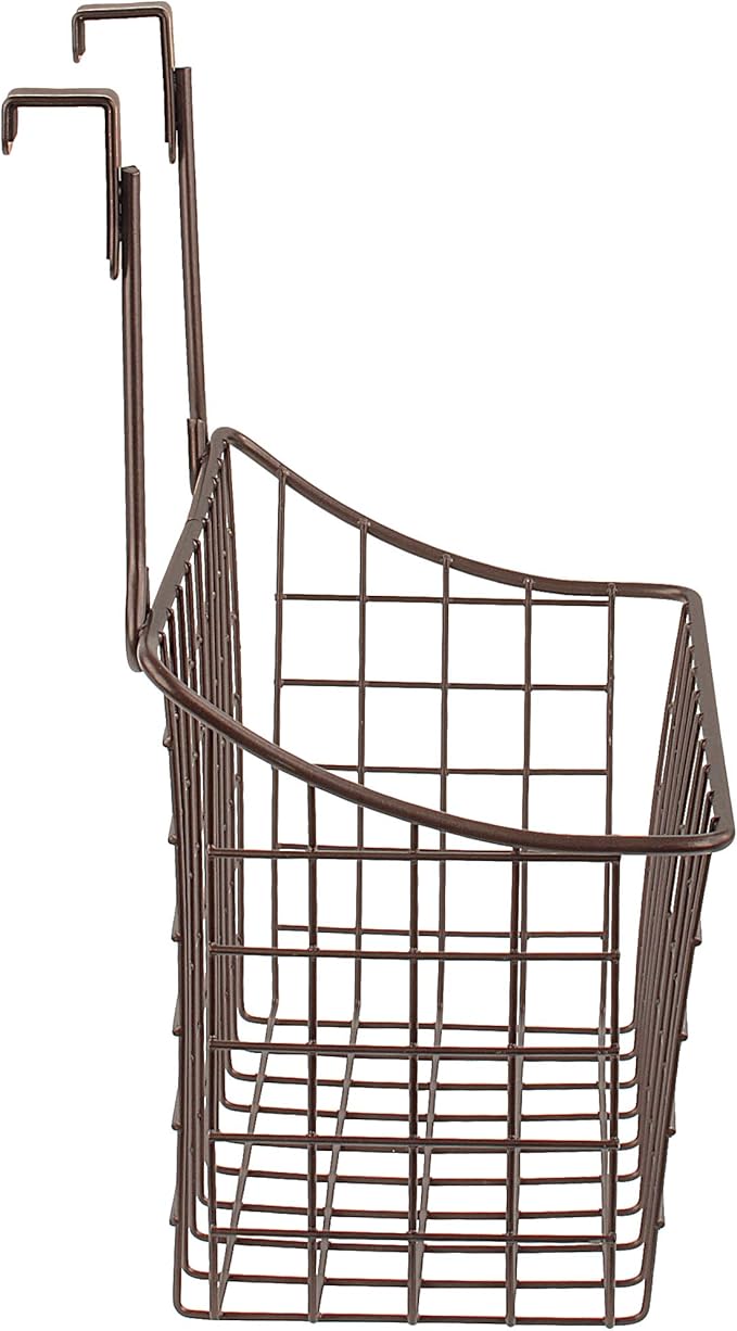 Spectrum Medium Cabinet Door Wire Basket Grid Over Cabinet Organizer Bronze, Hanging Over Cabinet Door Storage Organizer Basket for Kitchen and Bath Cleaning Supplies Washcloths Hand Towels