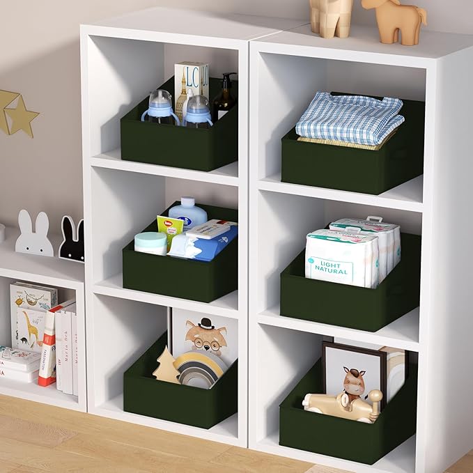 DIMJ Closet Storage Bins 10 Pack - Fabric Storage Baskets for Shelves, Collapsible Clothes Organizer with Handles, Trapezoid Shelf Organization Storage Cubes for Purse, Toys, Books, Towel, Clothes