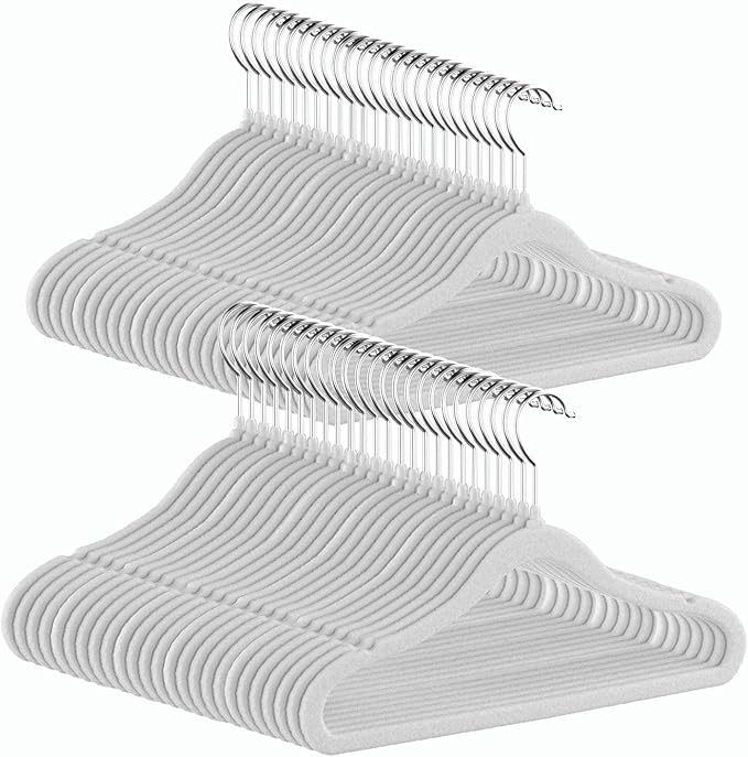 GoodtoU Kids Hangers Velvet 50 Pack Baby Hangers for Closet Non Slip Childrens Infant Hanger Grey