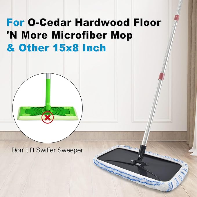 8 Pack Mop Heads Replacements for OCedar Hardwood Floor 'N More Microfiber Mops,Terry Cloth Mops Refills 15 x 8"Flat Dust Mop Pads for O Cedar mop, Washable & Reusable Mopping Pads