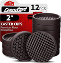 Ezprotekt Non Slip Furniture Pads, 12 Pcs 2" Anti Slip Rubber Caster Cups, Anti Skid Furniture Coasters for Hardwood Floors, No Slide Furniture Gripper, Furniture Stoppers to Prevent Sliding (Brown)