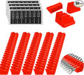 80 Pcs Modular Wrench Organizer Holder Set with Metric & SAE Labels, Wrench Rack for Toolbox Drawer Storage, Includes 9-Grid Clear Parts Box (Red)