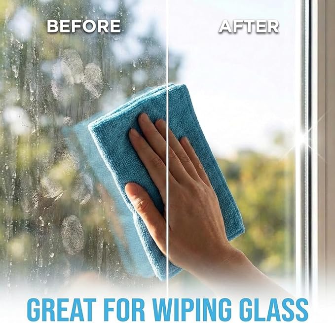 Microfiber Cleaning Cloth 12 Pack - 12 x 12 inches - Rags for Cleaning House Streak-Free Wipes for Screens, Dusting & Appliances - Premium Micro Fiber Cloth for Cleaning