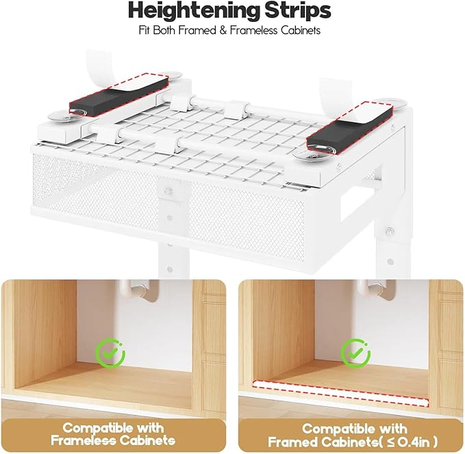 1 Pack 17IN Depth Under Sink Organizer, 2-Tier Pull Out Cabinet Organizer With Smooth Circular Rail, Large Capacity Metal Mesh Sliding Drawers For Bathroom& Kitchen Storage,Height Adjustable –White
