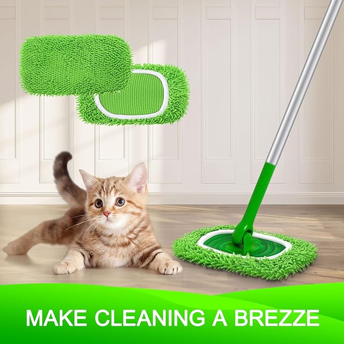 Reusable Microfiber Mop Pads Compatible with Swiffer Sweeper- 8 Pack Dry Sweeping Cloths & Wet Mopping Cloths - Washable Wet Pads Refill for Mopping Floors (Mop is not Included)
