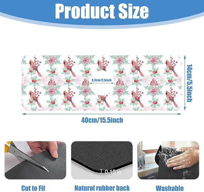 Chrismas Sink Splash Guard Faucet Mat Cute Christmas Absorbent Fast Drying Mat Sink Gadgets Splash Guard Behind Faucet Drip Catcher for Kitchen Bathroom 15.5"X5.5"