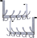 Dseap Over Door Hook 2.0 - Upgraded Version - Simple-Assembly, Strong, Heavy-Duty Stainless Steel 5-Tri-Hook Over The Door Hanger Rack, SimpleStrong Series, Chromed, Pack of 2