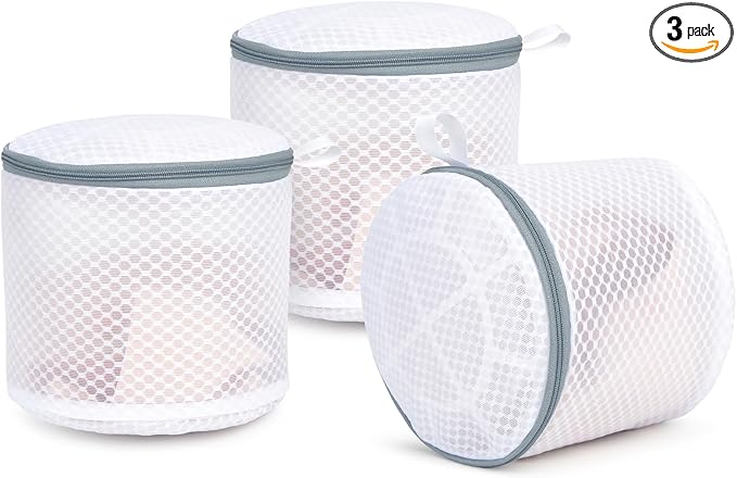 3 Pack Mesh Laundry Bags for Delicates, Mesh Bra Bags with Hanging Loop, 6 x 7 Inches Lingerie Bags for Laundry