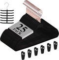 VECELO Premium Velvet Clothes Hangers Suit Heavy Duty (25 Pack)-Non Slip & Space-Saving with 6 Finger Clips & Tie Rack Excellent for Men and Women，Black