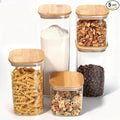 77L Glass Storage Containers with Lids [Multi-Size Set of 5], Airtight Glass Canisters for Kitchen & Pantry Organization, Clear Food Jars for Pasta, Cereal, Flour, Sugar, Coffee, Nuts & Snacks