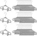 Soaoo 50 Pack Premium Baby Velvet Hangers with Adjustable 100 Clips, Non Slip 11 Inch Slim Kids Closet Organizer for Pants, Dresses & Matching Outfits, Nursery & Toddler Wardrobe (Grey)