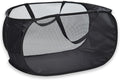 Pop Up Laundry Hamper,Collapsible Horizontal Baskets with Handles & Side Pocket,Foldable Sturdy mesh for Laundry Room,Bathroom,Kids Room,College Dorm or Travel (Black)