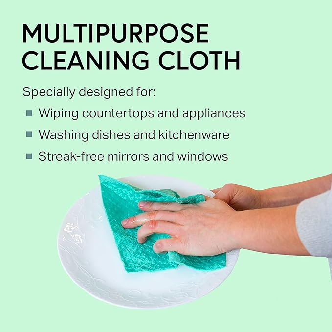 Swedish Wholesale Dishcloths Reusable 8" x 7" Sponge Cloths, Bulk 10 Pack of High Absorbent Cellulose Dish & Kitchen Cleaning Hand Towels, Wring to Dry & Machine Wash, Odor Resistant, Blue