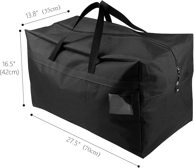 AMJ Christmas Decorations Storage Container Bag | Holds Xmas Trees, Lights, Balls etc, Unzippered Top Three Side Open Bag, Black