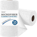 55 Pack Microfiber Cleaning Cloth Roll, Tear Away Reusable Towels, 11" X 9", Ultra Absorbent & Lint Free Cloth for Cars, Kitchen, Window, Home and Shop, White