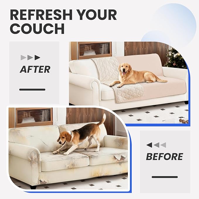 Waterproof Couch Covers for Pets, Waterproof Dog Bed Cover, Anti-Slip Soft Dog Blankets, Couch Cover for Dogs Washable, Pet Blanket for Puppy Large Dogs Cat (82x102 Inch, Beige)
