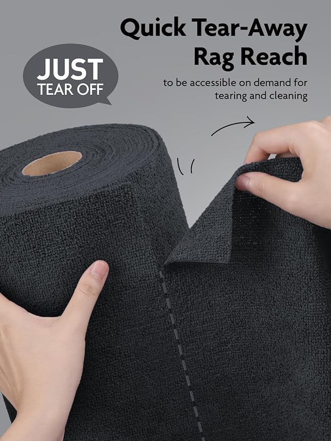 Fantasticlean Microfiber Cleaning Cloth Roll -75 Pack, Tear Away Microfiber Towels, 12" x 12", Reusable, Washable, Scratch Free, Ultra Absorbent for All-Around Cleaning Supplies (DimGray)