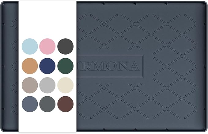 URMONA 19" x 12" Waterproof Silicone Mat in Multiple Sizes & Colors, Under Sink Mat for Kitchen & Bathroom, Pet Food Pad for Dogs & Cats, Kitchen Cabinet Liner, Multi-Purpose for Storage(Dark Grey)