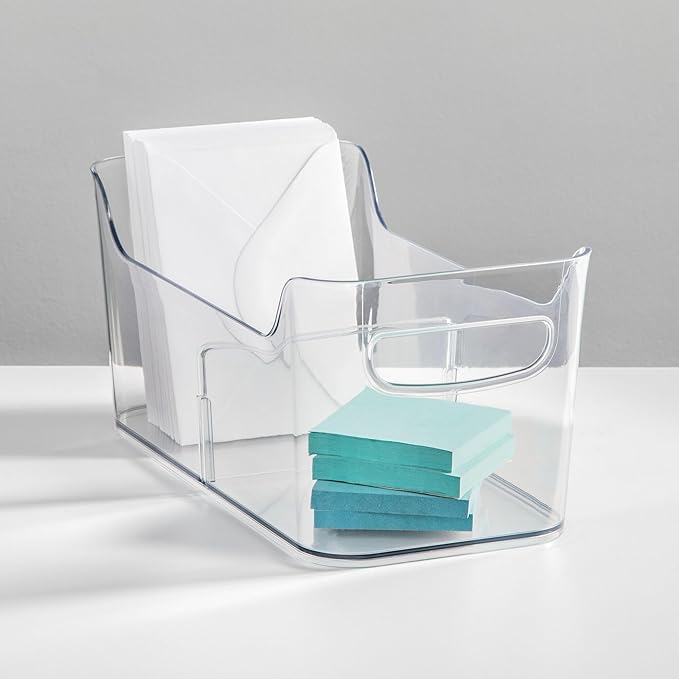 iDesign Divided Fridge Organizer Bin with Handles - Refrigerator or Freezer Bin - Clear