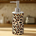 Cheetah Print Soap Dispenser Refillable Liquid Container Brown Leopard Glass Soap Dispenser with Pump for Bathroom Kitchen Countertop Decor