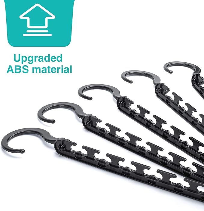 HOUSE DAY Sturdy Plastic Space Saving Hangers Cascading Hanger Organizer Closet Space Saver Multi Hangers for Heavy Clothes, Closet Organizers and Storage,College Dorm Room Essentials (20 Pack Black)