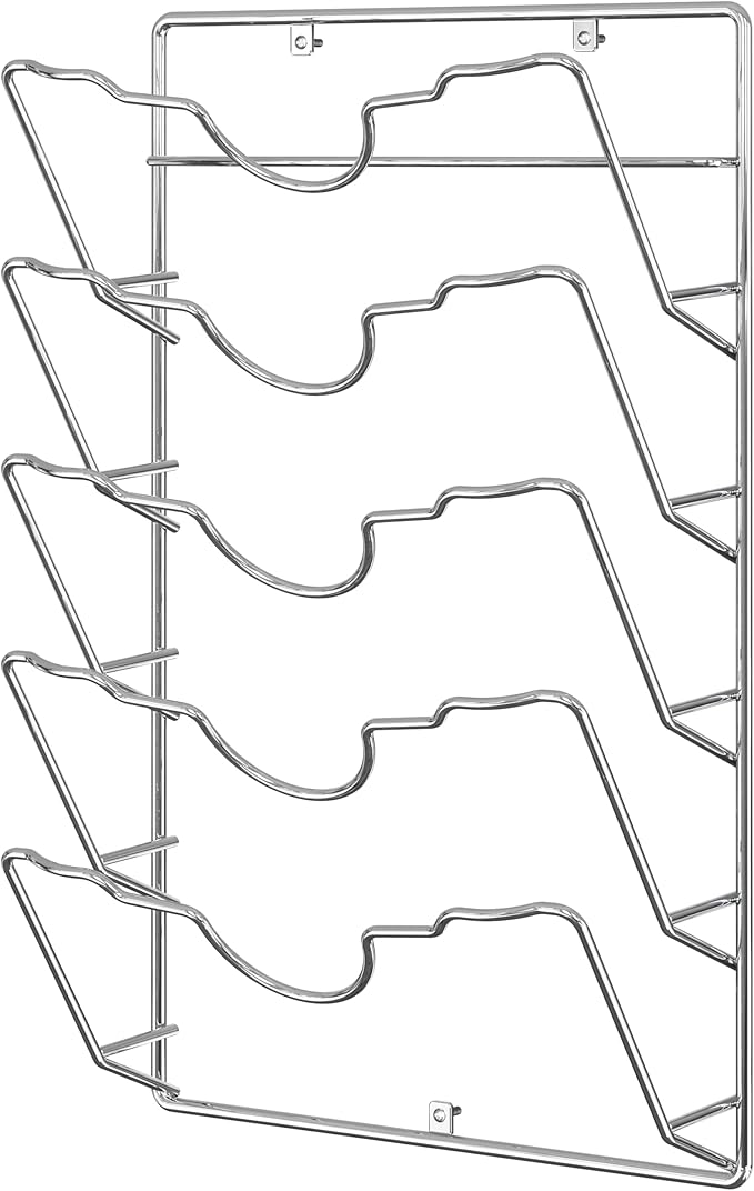 Simple Houseware Wall Door Mounted Pot Lid Rack, Chrome Finish