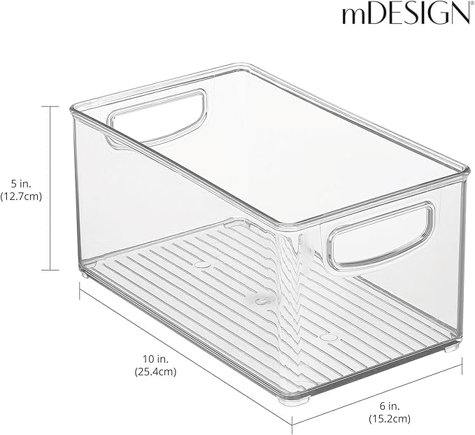 mDesign Plastic Baby Nursery and Food Organizer - Storage Holder Bin with Handles for Closet, Cupboard, Cabinet, Drawers, Shelves - Holds Canned Food, Bottles - Ligne Collection - 2 Pack - Clear