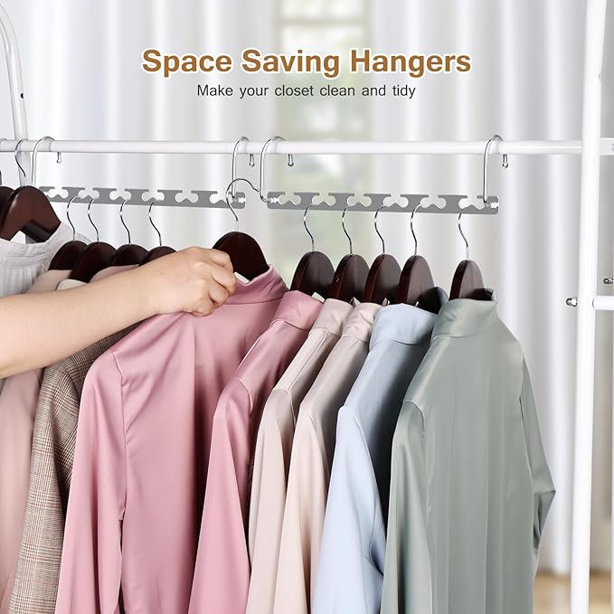 Space Saving Hangers for Clothes 8 Pack, Sturdy Metal Hangers Wardrobe Organizer, Magic Cascading Hanger, Closet Space Saver Closet Organizers and Storage