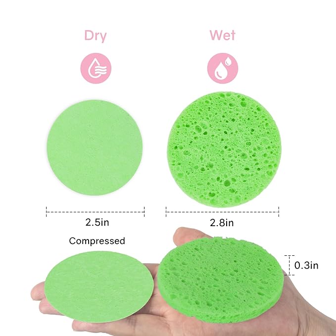 50-Count Compressed Facial Sponges,100% Natural Cellulose Cosmetic Make Up Sponges for Face Daily Facial Cleansing,Exfoliating,Makeup Removal(Multicolor)
