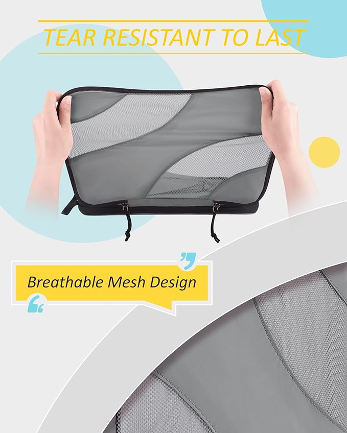 BAGSMART Compression Packing Cubes, 6 Set/4 Set/2 Set Travel Packing Cubes for Carry on Suitcases, Compression Suitcase Organizers Bag Set & Travel Cubes for Luggage, Lightweight Packing Organizers