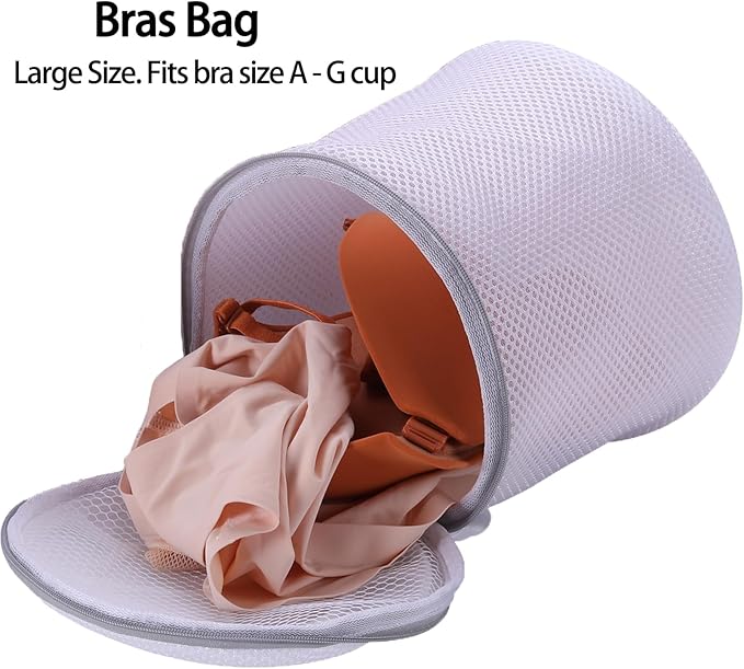 Kimmama Bra Washing Bags for Laundry, Lingerie Bags for Washing Delicates, Large Bra Laundry Bag for Washing Machine, Sandwish Mesh, 8x8x8"
