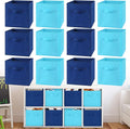 Yinder 12 Pcs Cube Storage Bin Blue 11'' Storage Bins for Playroom Decor Colorful Bins for Kids Foldable Baskets for Nursery Organizer Boxes Fabric Boxes
