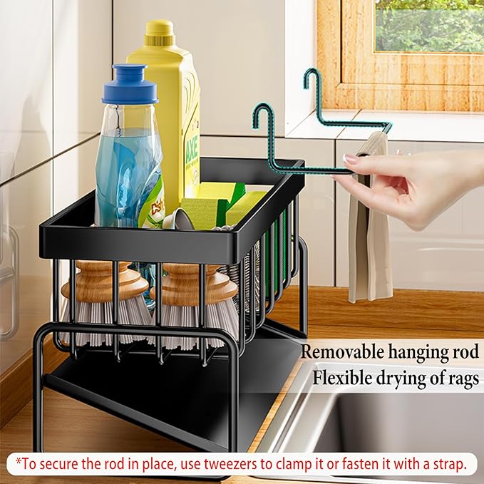 Sponge Holder for Kitchen Sink Suction,Sponge Caddy for Kitchen Sink Brush Holder Organizer