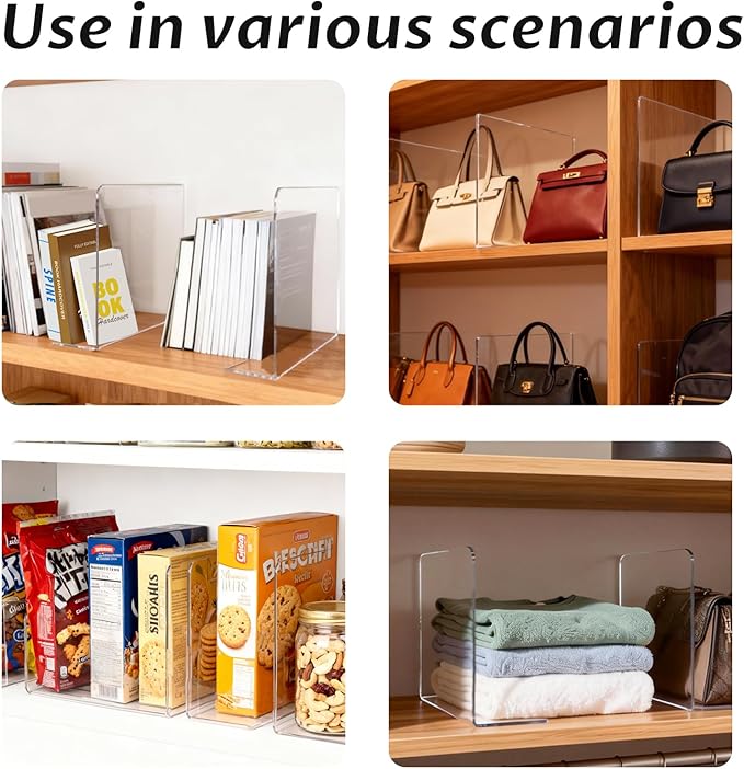 Ukontagood 18 Pack Shelf Dividers for Closet Organization, 11.8''×9.8'' Deep Acrylic Clear Vertical Shelves Separators for Home Organization Enthusiasts