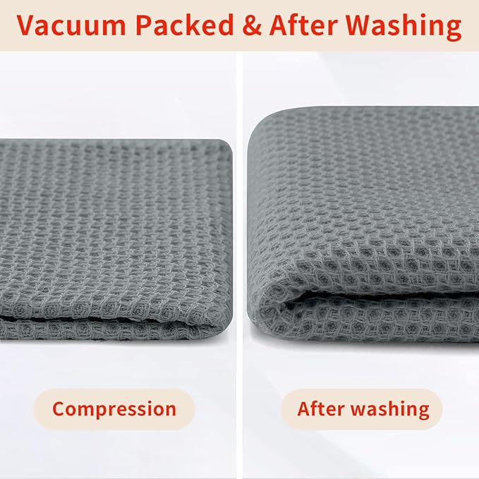 Homaxy 100% Cotton Waffle Weave Kitchen Dish Cloths, Ultra Soft Absorbent Quick Drying Dish Towels, 12 x 12 Inches, 8-Pack, Grey