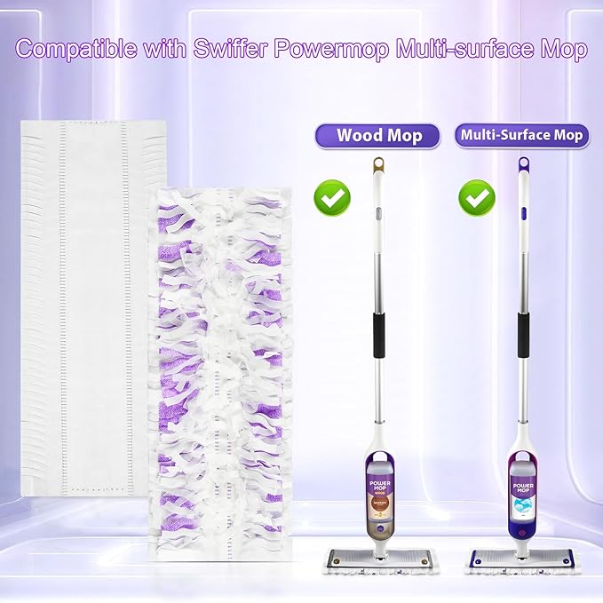 60 Pack Disposable Pads Refills Compatible with Swiffer Power Mop, for Swiffer Power Mop Refill, for All Floor Cleaning, Unscented & Thickened Pads