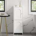 Bathroom Storage Cabinet, Small Corner Floor Cabinet with 2 Doors and Adjustable Shelf, Narrow Toilet Paper Cabinets, Bathroom Organizer for Small Spaces, 7.9" D x 9.8" W x 29.5" H White