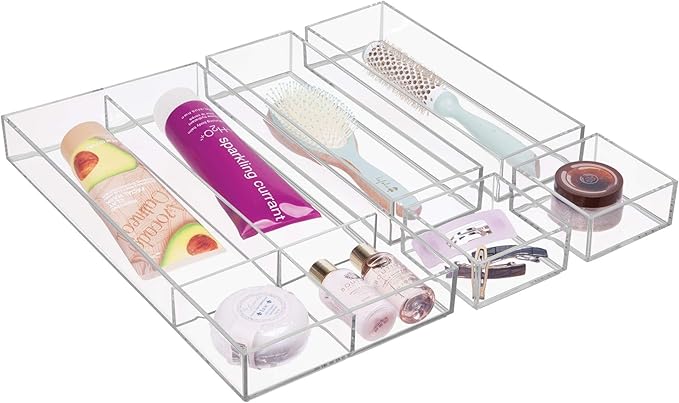 iDesign Clarity Plastic Drawer Organizer, Storage Container for Silverware, Utensils, Kitchen Gadgets in Pantry, Cabinets, Countertops, 4" x 12" x 2" - Clear